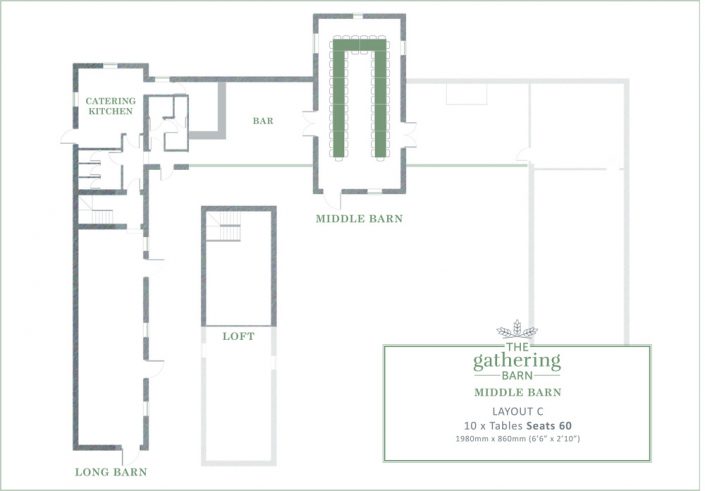 The Gathering Barn - Middle Barn Table Layout C
